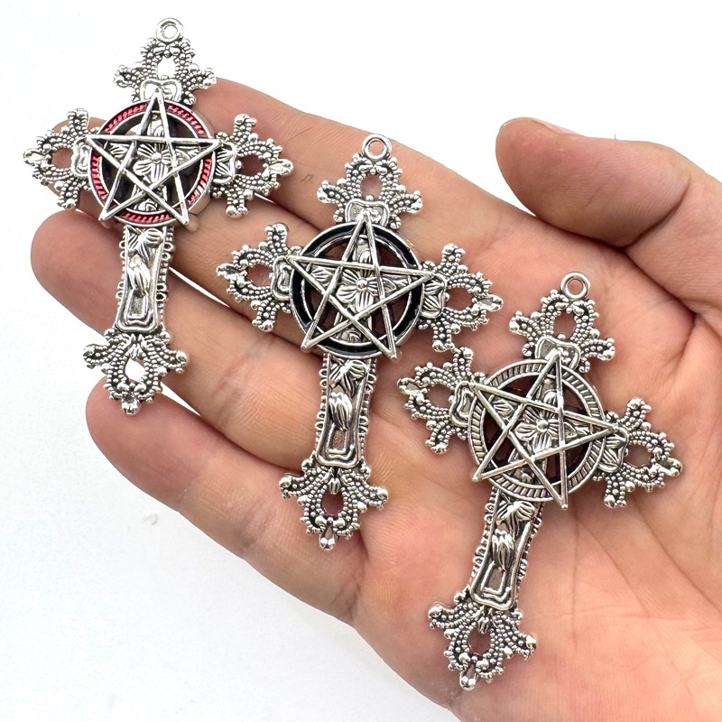 Vintage Fashion Jewelry - 2pcs 30x15mm Gothic Big Cross Star
