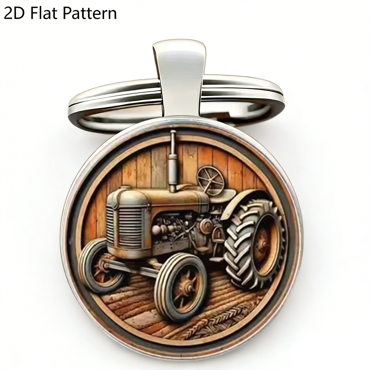 Vintage Fashion Illustration - 1pc Retro Tractor Keychain Vintage Farm