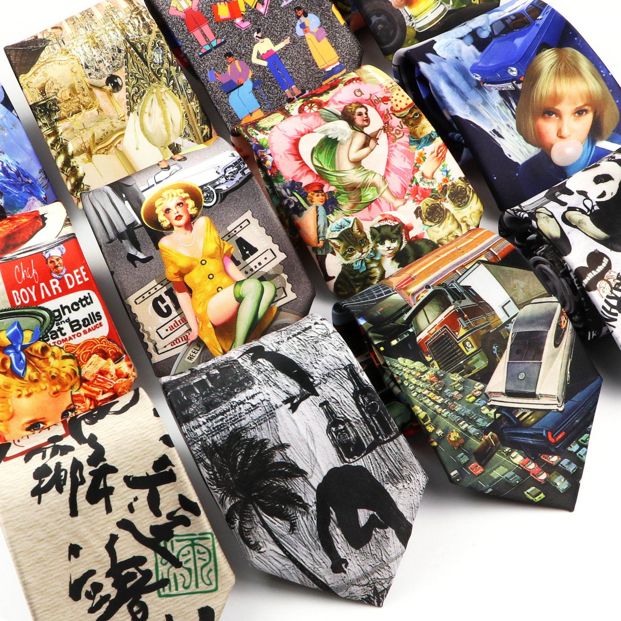 Vintage Fashion Illustration - Men's Vintage Imitation Silk Ties 8.5cm