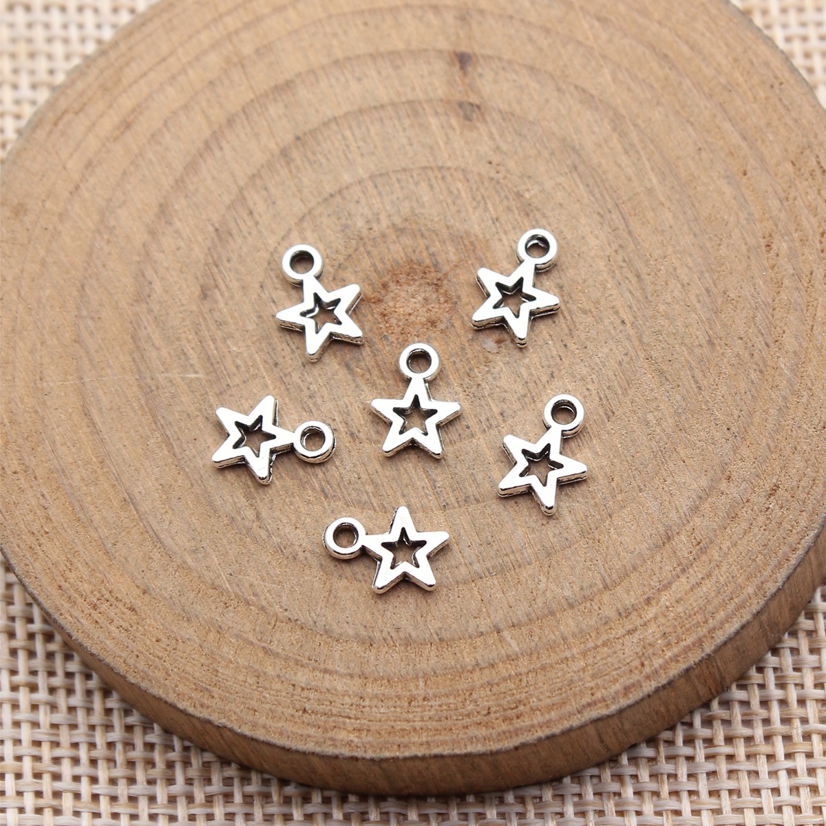 Vintage Fashion Jewelry - 80pcs 8.5x6.2mm(0.33x0.24inch) Antique Silver Color Star