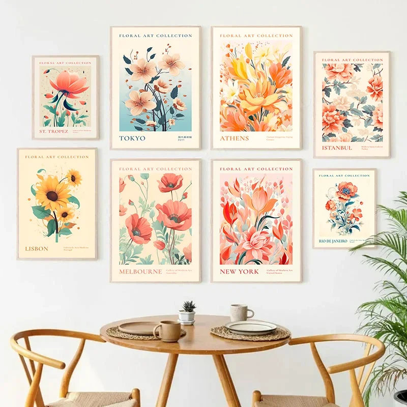 Vintage Fashion Market - Minimalist Canvas Posters Vintage Colorful Flower