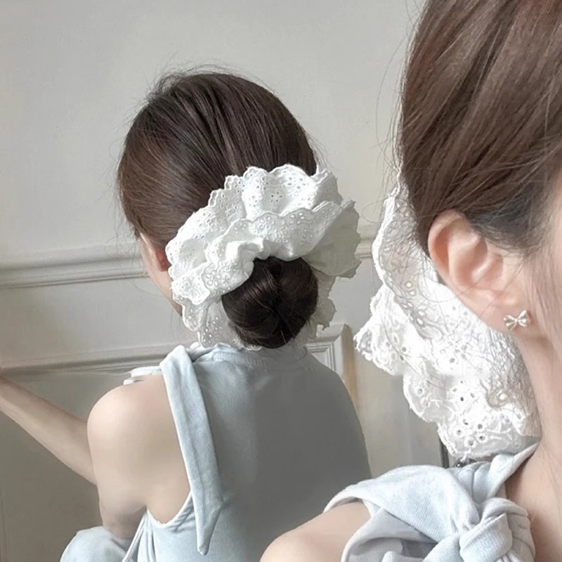 French Vintage Fashion - Women's Scrunchies Korean Super Large White