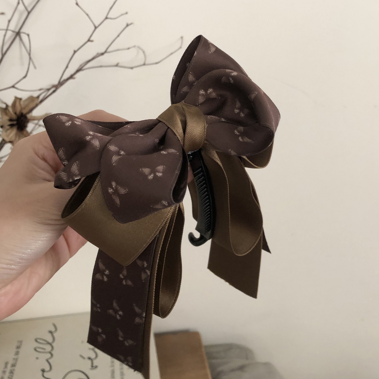 French Vintage Fashion - 1 Pc Fabric Large Bow Hair