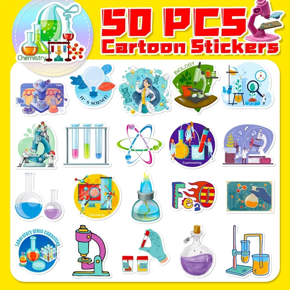 50PCS Cartoon Science Lab Stic - Vintage Fashion Illustration avis et prix