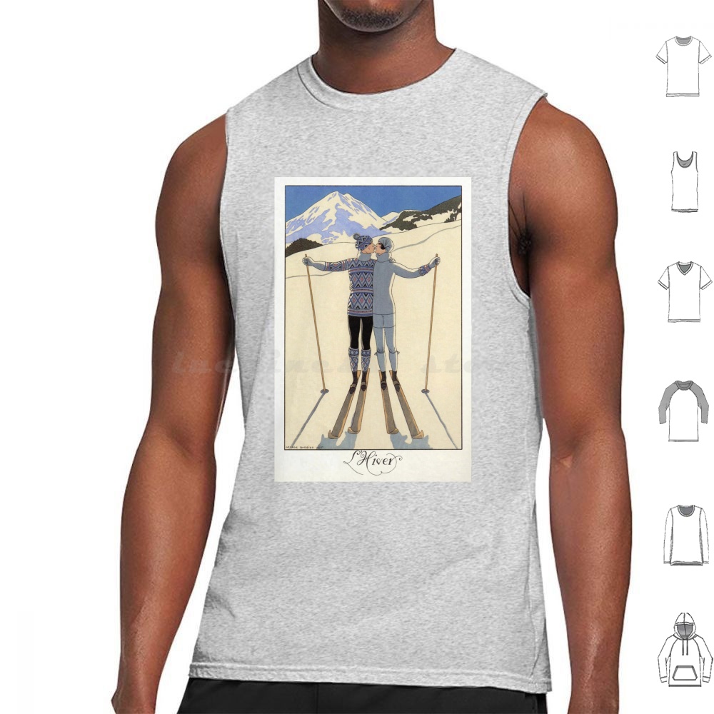 Skiing Kissing Couple Vintage  - Vintage Fashion Illustration avis et prix