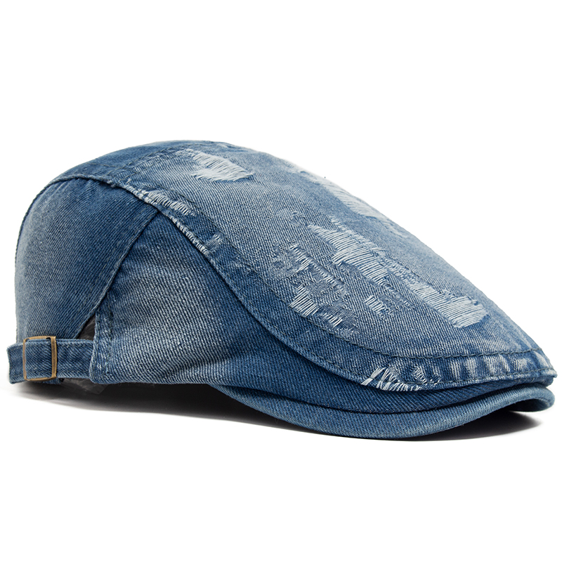 Fashion Men Ripped Denim Beret - Vintage Fashion Nz avis et prix