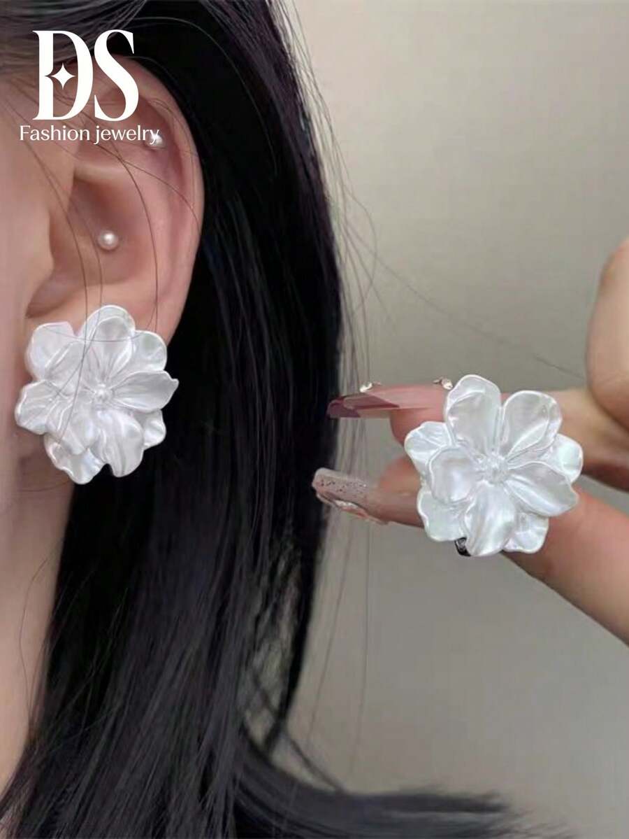 1pair White Bridal Flower Earr - French Vintage Fashion avis et prix
