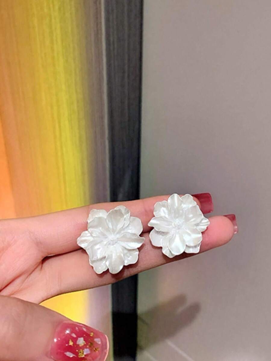 1pair White Bridal Flower Earr - French Vintage Fashion avis et prix