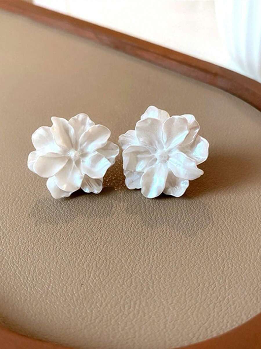 1pair White Bridal Flower Earr - French Vintage Fashion avis et prix