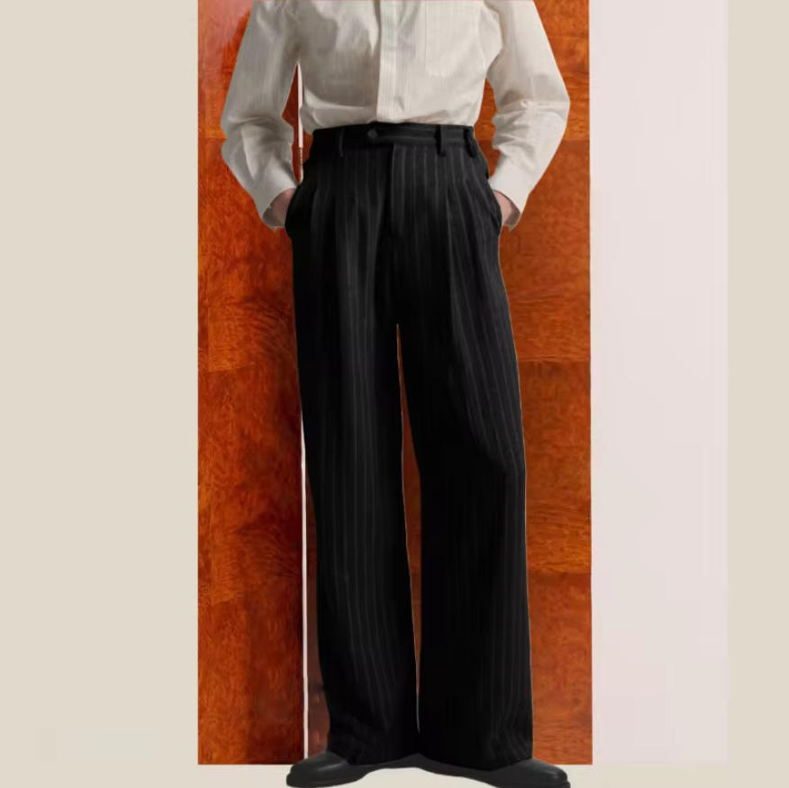 Men's Striped Pants High-Stree - Vintage Fashion Old Money avis et prix