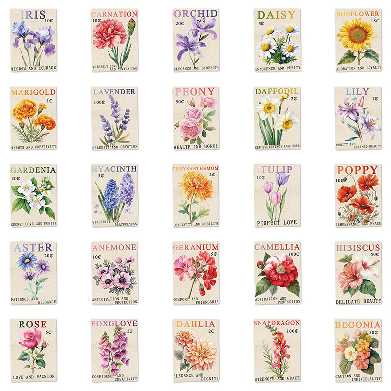 50PCS Vintage Flower Postage S - Vintage Fashion Magazine avis et prix