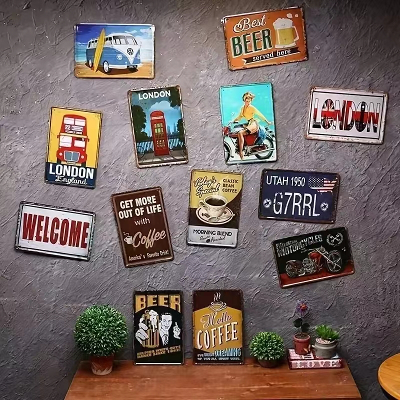 Vintage Bar Metal Signs Bathro - Vintage Fashion Plates avis et prix