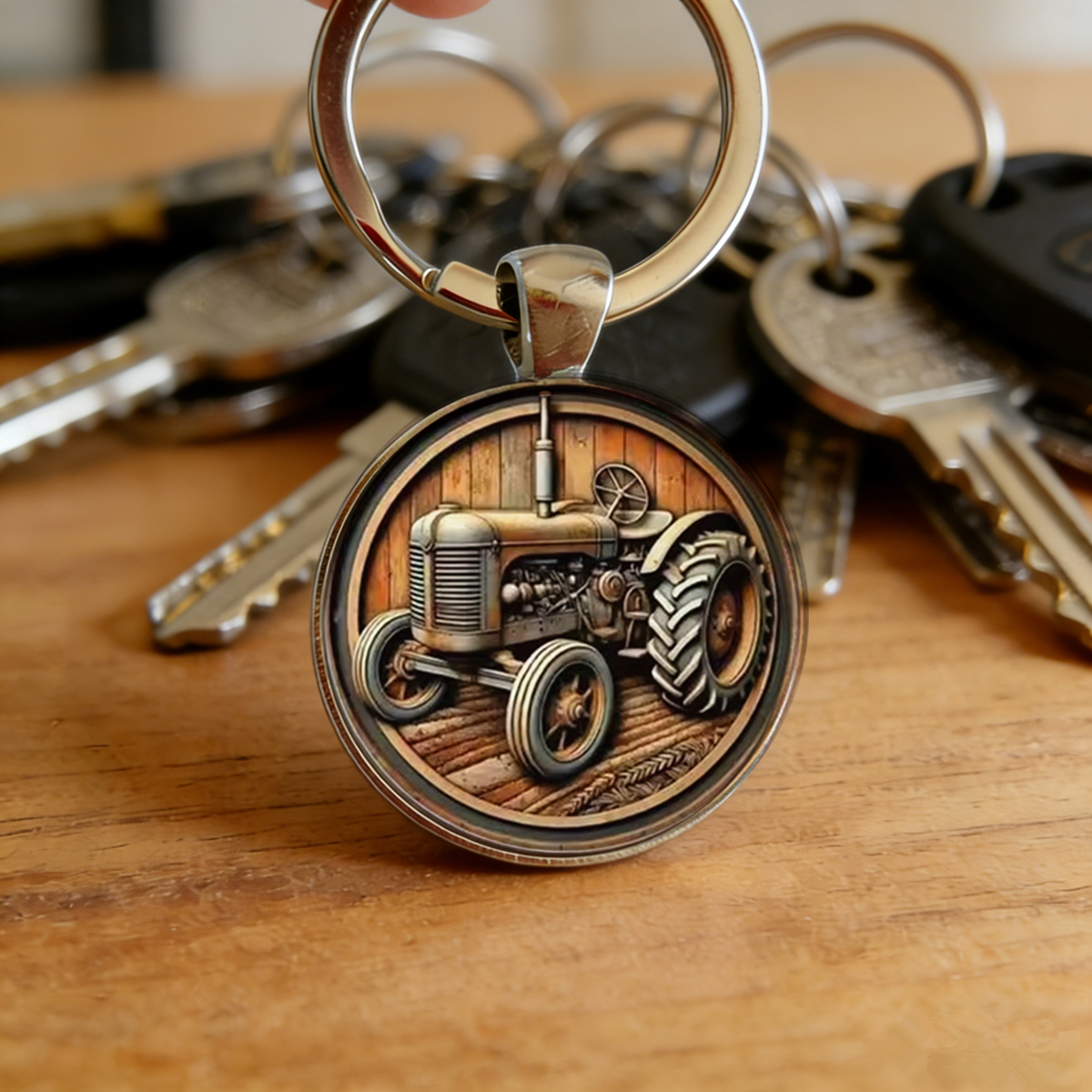 1pc Retro Tractor Keychain Vin - Vintage Fashion Illustration avis et prix