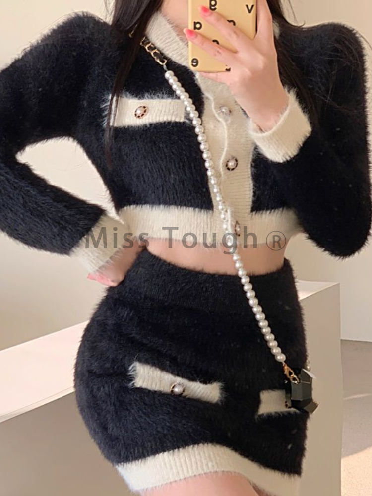 Winter Fluffy Knit 2 Piece Set - French Vintage Fashion avis et prix
